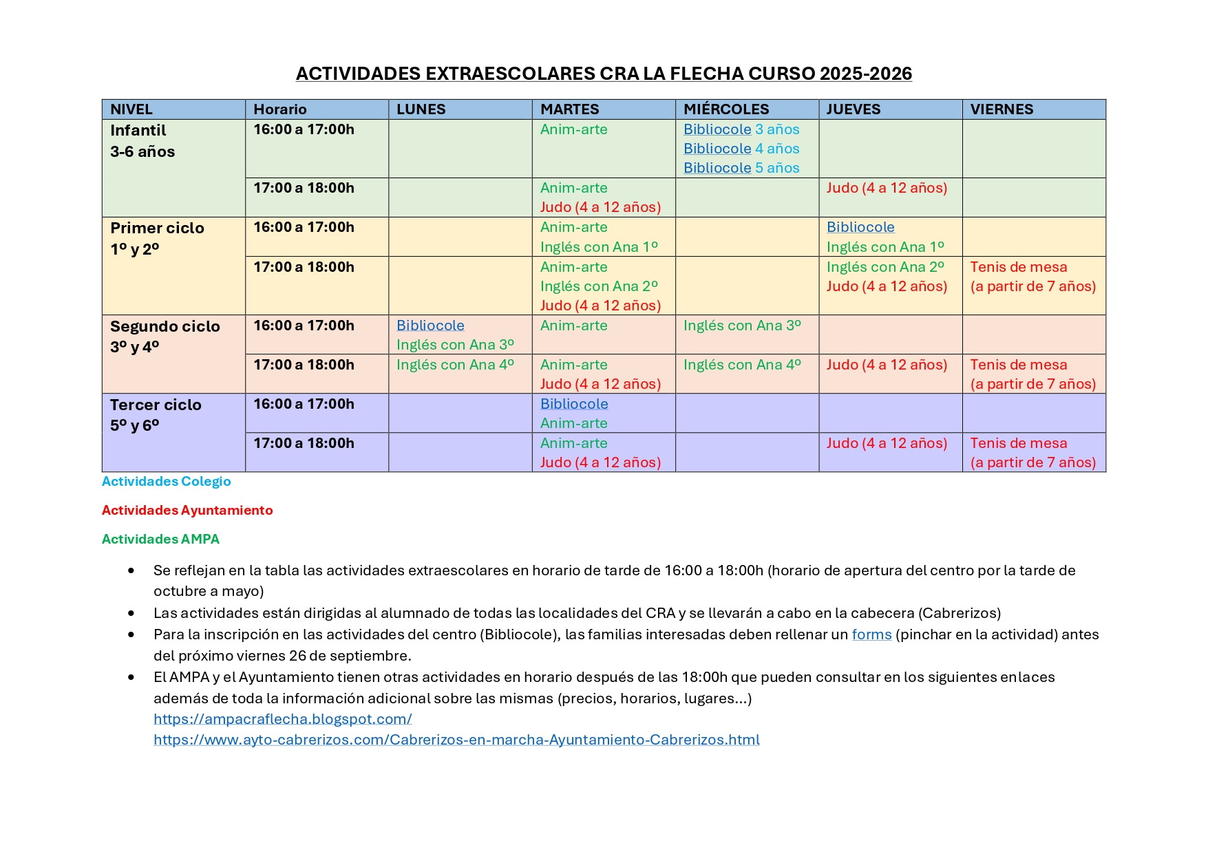 Actividades exraescolares